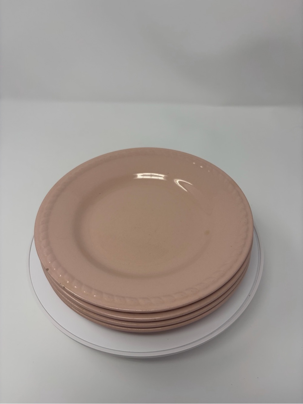 Set of 4 Homer Laughlin China Kraft Pink Salad Plates Side Bread &Butter Vintage